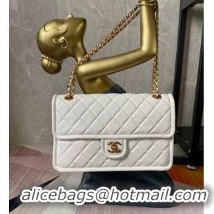 Famous Brand Chanel flap bag Grained Calfskin AS2358 White