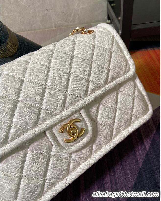 Famous Brand Chanel flap bag Grained Calfskin AS2358 White