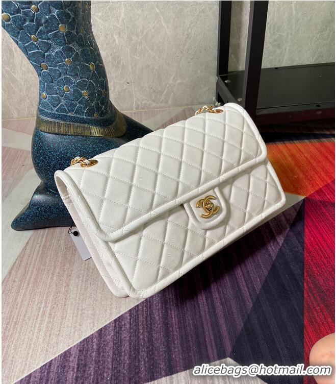 Famous Brand Chanel flap bag Grained Calfskin AS2358 White