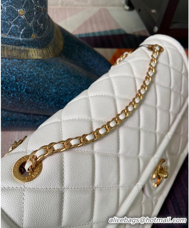 Famous Brand Chanel flap bag Grained Calfskin AS2358 White