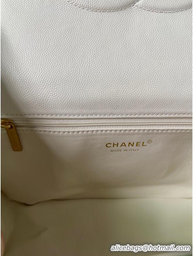 Famous Brand Chanel flap bag Grained Calfskin AS2358 White