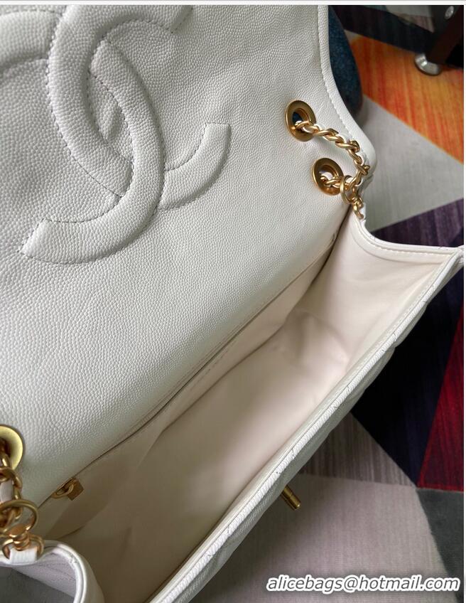 Famous Brand Chanel flap bag Grained Calfskin AS2358 White