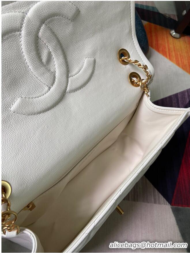 Famous Brand Chanel flap bag Grained Calfskin AS2358 White