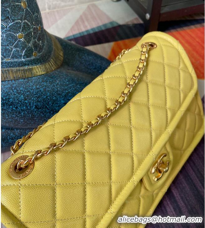 Good Quality Chanel flap bag Grained Calfskin AS2358 Yellow