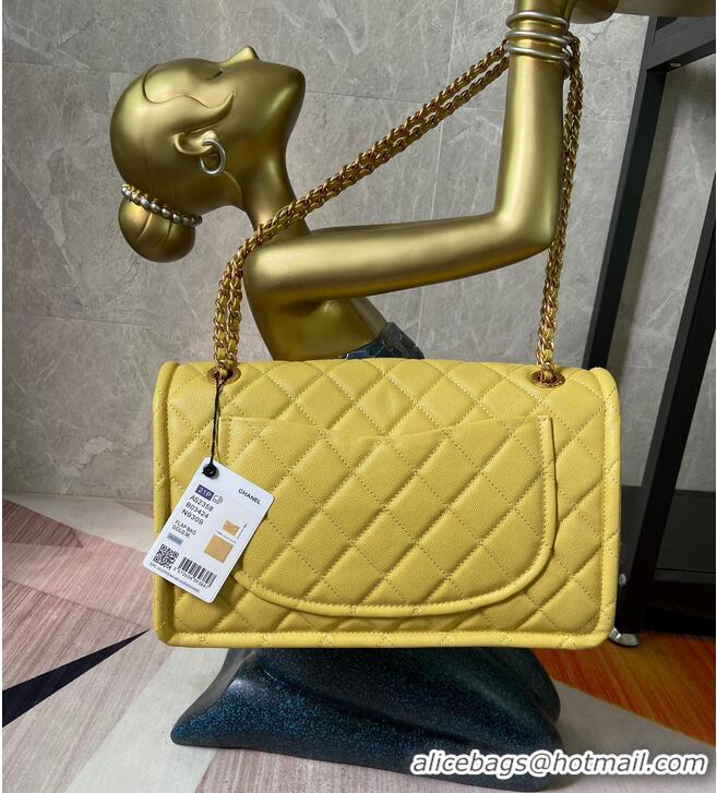 Good Quality Chanel flap bag Grained Calfskin AS2358 Yellow