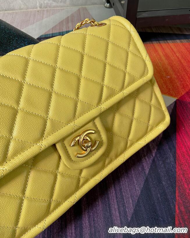 Good Quality Chanel flap bag Grained Calfskin AS2358 Yellow