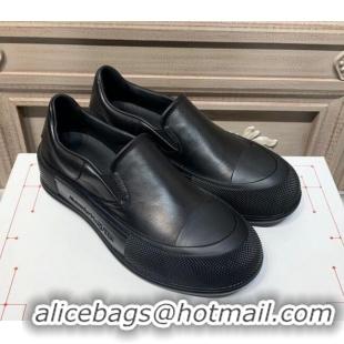 Good Quality Alexander Mcqueen Deck Skate Silky Calfskin Slip-on Sneakers 010649 Black