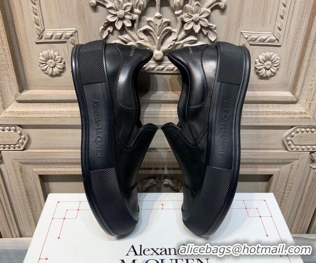 Good Quality Alexander Mcqueen Deck Skate Silky Calfskin Slip-on Sneakers 010649 Black