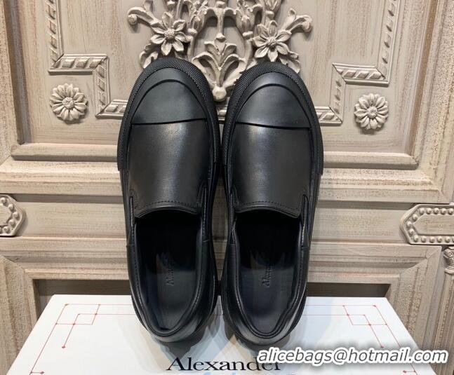 Good Quality Alexander Mcqueen Deck Skate Silky Calfskin Slip-on Sneakers 010649 Black