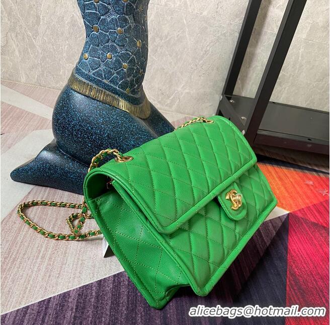 Buy Inexpensive Chanel flap bag Grained Calfskin AS2358 Green