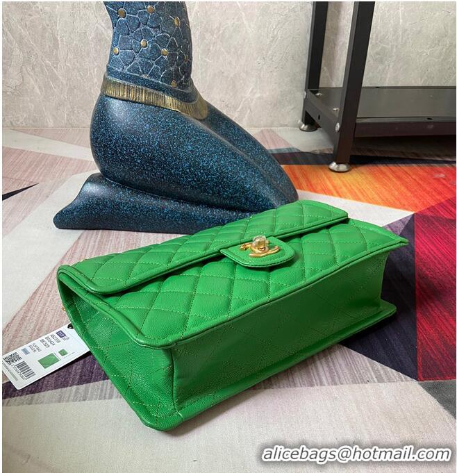 Buy Inexpensive Chanel flap bag Grained Calfskin AS2358 Green