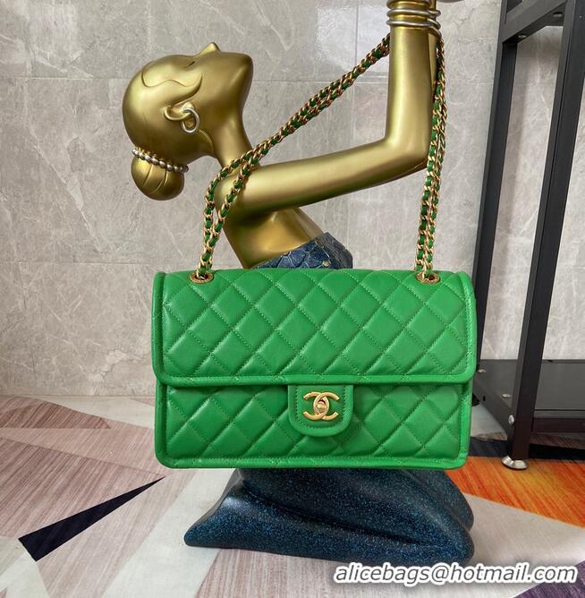 Buy Inexpensive Chanel flap bag Grained Calfskin AS2358 Green