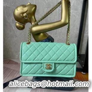 Classic Chanel flap bag Grained Calfskin AS2358 light green