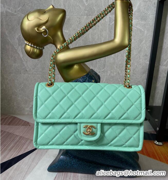 Classic Chanel flap bag Grained Calfskin AS2358 light green