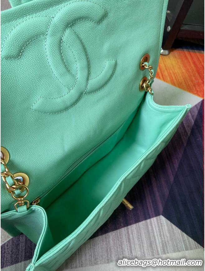 Classic Chanel flap bag Grained Calfskin AS2358 light green