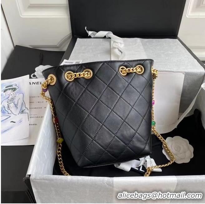 Top Quality Chanel Lambskin bucket bag AS2381 black