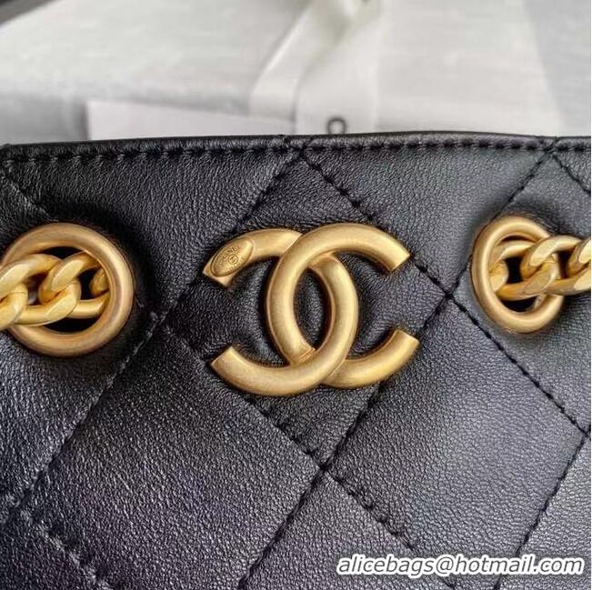 Top Quality Chanel Lambskin bucket bag AS2381 black