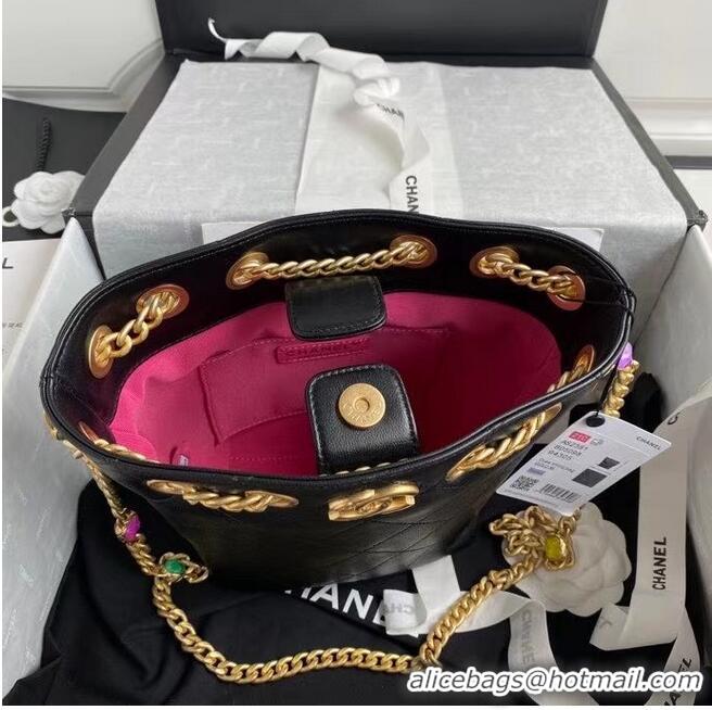 Top Quality Chanel Lambskin bucket bag AS2381 black