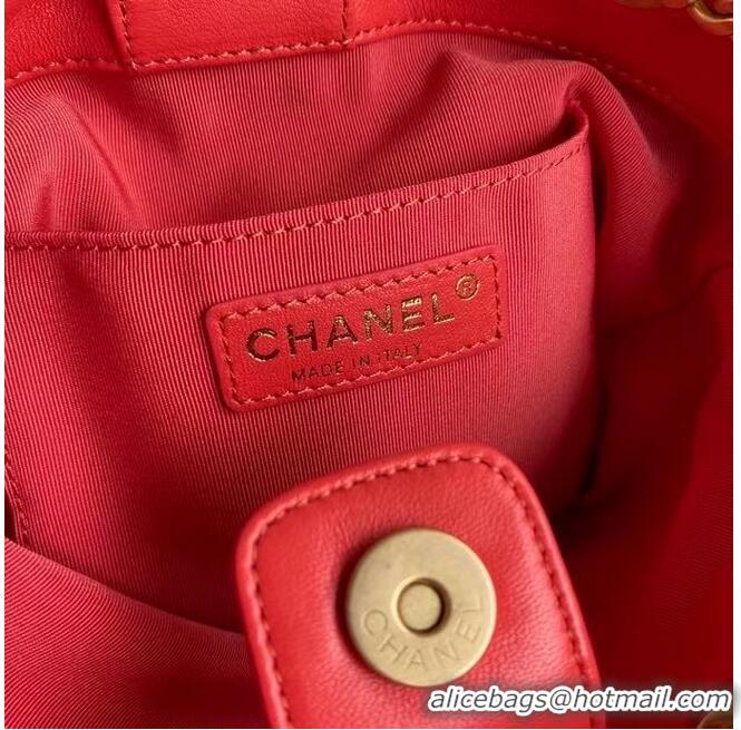 Buy Inexpensive Chanel Lambskin bucket bag AS2381 red