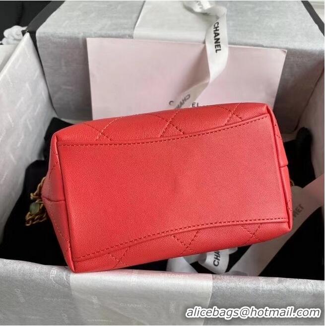 Buy Inexpensive Chanel Lambskin bucket bag AS2381 red