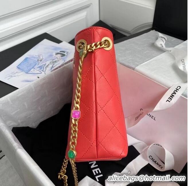 Buy Inexpensive Chanel Lambskin bucket bag AS2381 red