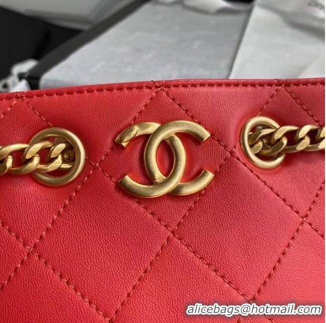 Buy Inexpensive Chanel Lambskin bucket bag AS2381 red