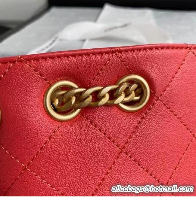 Buy Inexpensive Chanel Lambskin bucket bag AS2381 red