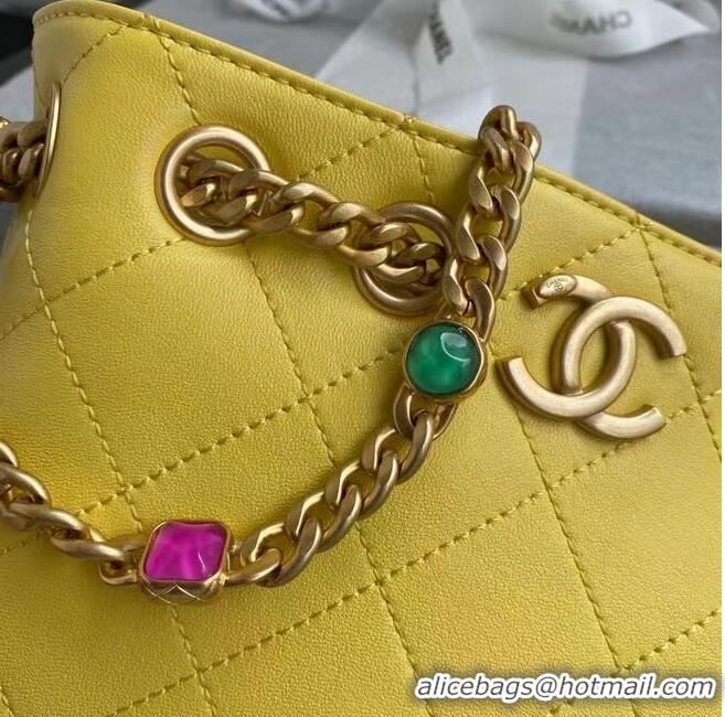 Hot Sell Chanel Lambskin bucket bag AS2381 yellow