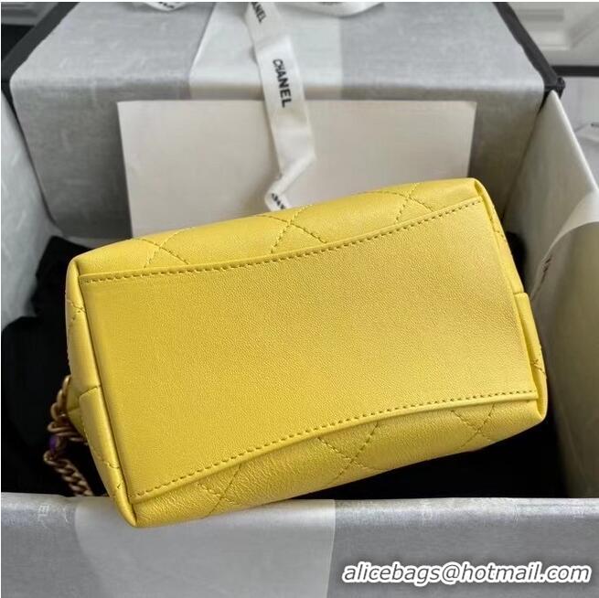 Hot Sell Chanel Lambskin bucket bag AS2381 yellow