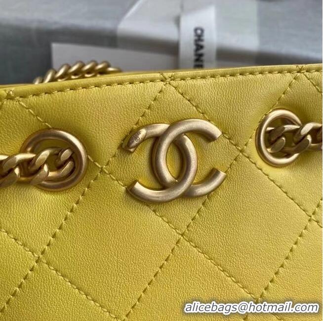 Hot Sell Chanel Lambskin bucket bag AS2381 yellow