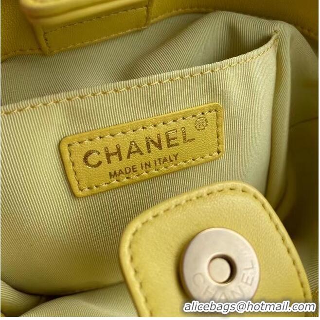 Hot Sell Chanel Lambskin bucket bag AS2381 yellow