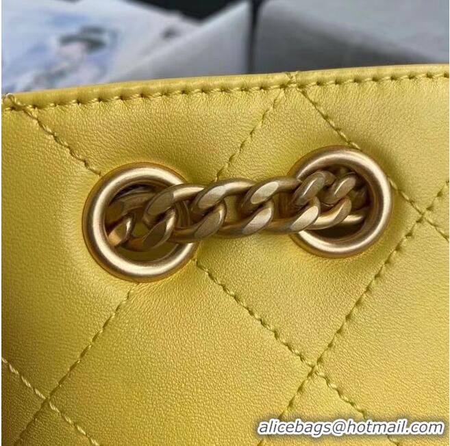 Hot Sell Chanel Lambskin bucket bag AS2381 yellow