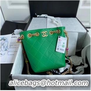 Well Crafted Chanel Lambskin bucket bag AS2381 green