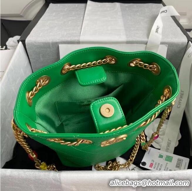 Well Crafted Chanel Lambskin bucket bag AS2381 green