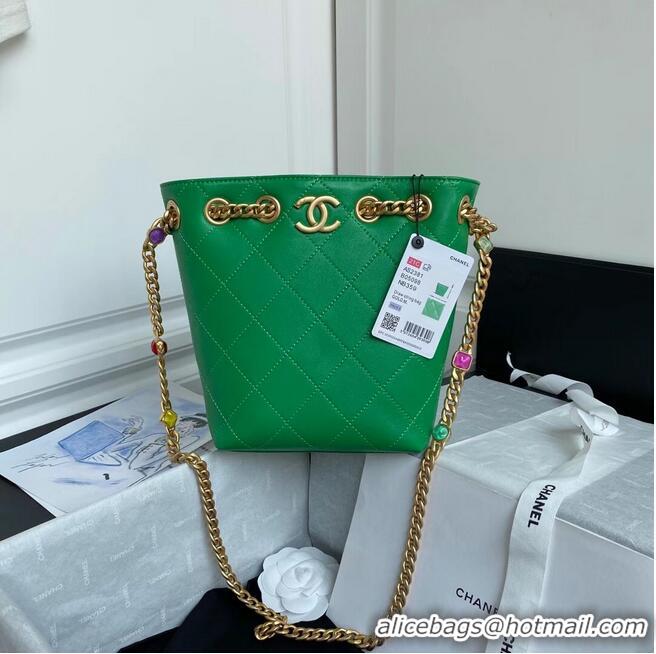 Well Crafted Chanel Lambskin bucket bag AS2381 green