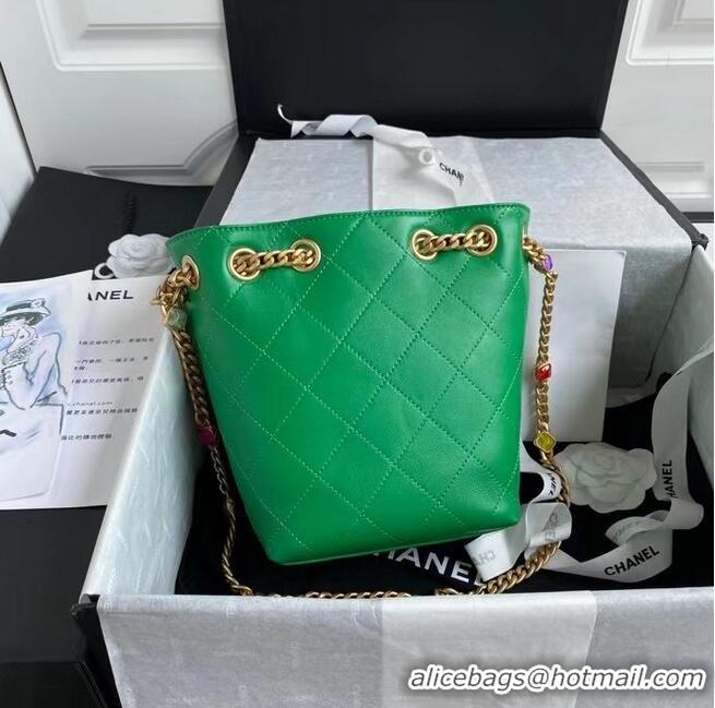 Well Crafted Chanel Lambskin bucket bag AS2381 green