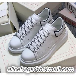 Best Grade Alexander Mcqueen White Silky Calfskin Sneaker with Bi-color Laces White 012725