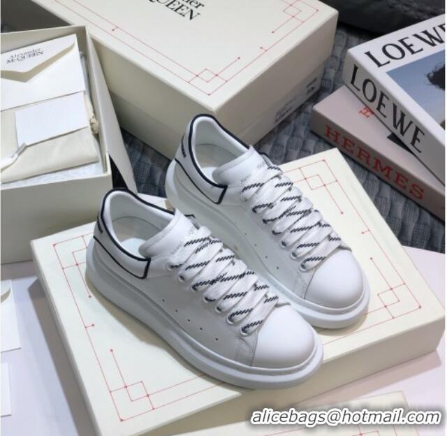 Best Grade Alexander Mcqueen White Silky Calfskin Sneaker with Bi-color Laces White 012725