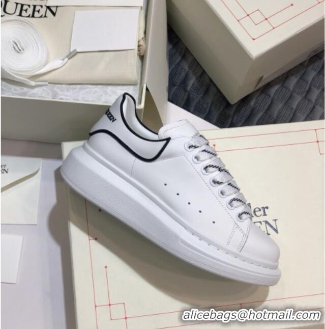 Best Grade Alexander Mcqueen White Silky Calfskin Sneaker with Bi-color Laces White 012725