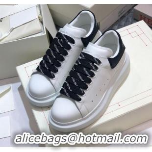 Purchase Alexander Mcqueen White Silky Calfskin Sneakers with Bi-color Laces Black 012726