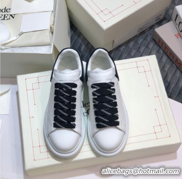 Purchase Alexander Mcqueen White Silky Calfskin Sneakers with Bi-color Laces Black 012726