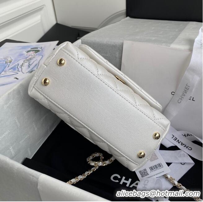 Top Design Chanel coco mini flap bag with top handle AS2215 White