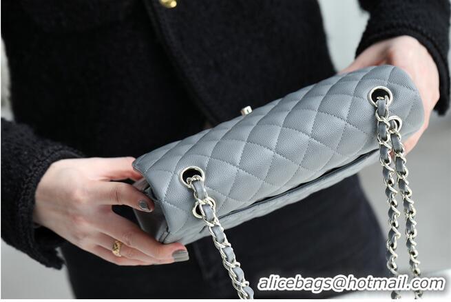 Top Grade Chanel Small Classic Handbag Grained Calfskin & silver-Tone Metal A01113 grey