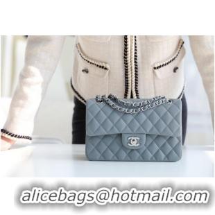 Discount Chanel Small Classic Handbag Sheepskin & silver-Tone Metal A01113 grey