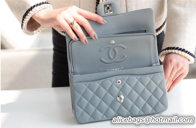 Discount Chanel Small Classic Handbag Sheepskin & silver-Tone Metal A01113 grey