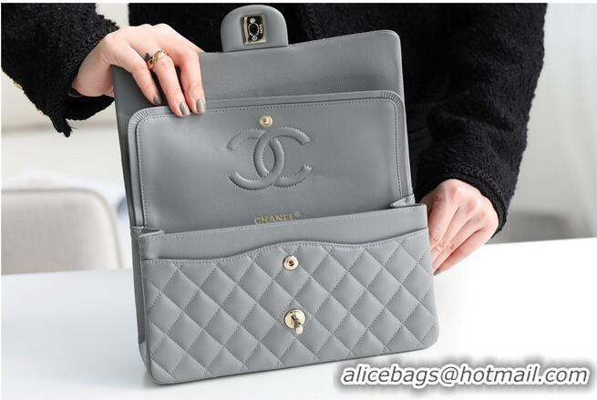 Cheapest Chanel Classic Handbag Grained Calfskin & silver-Tone Metal A1112 grey