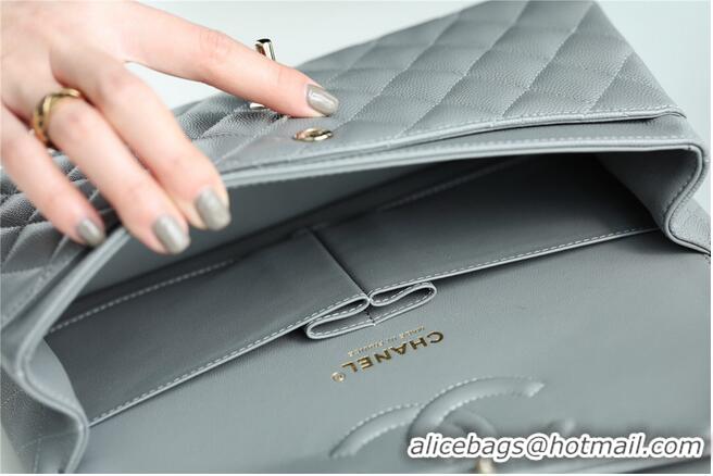 Cheapest Chanel Classic Handbag Grained Calfskin & silver-Tone Metal A1112 grey