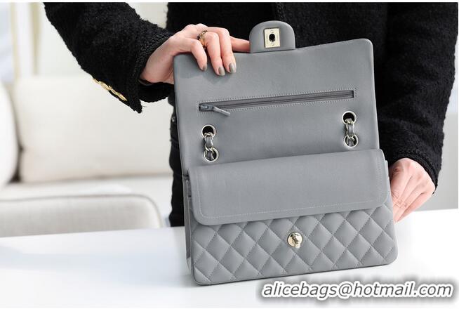 Cheapest Chanel Classic Handbag Grained Calfskin & silver-Tone Metal A1112 grey