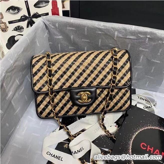 Popular Style Chanel Flap Shoulder Bag Weave AS2418 black