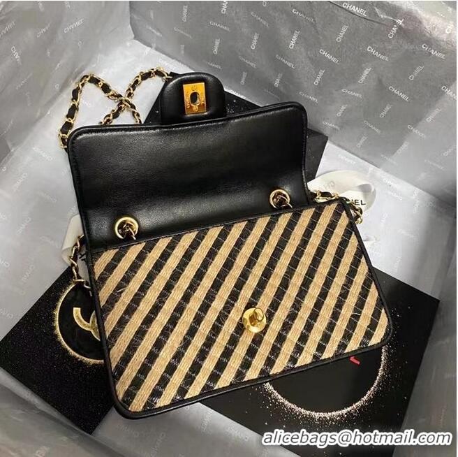 Popular Style Chanel Flap Shoulder Bag Weave AS2418 black